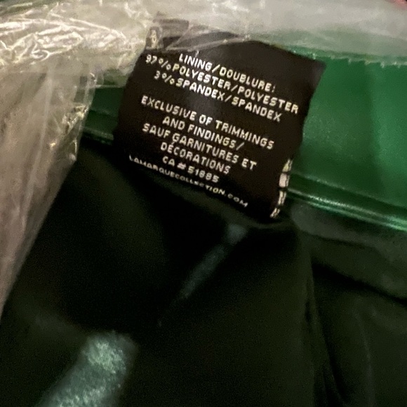- NWT LAMARQUE Holy Hooded Lambskin Leather Biker Jacket. Bottle Green SZ SMALL - Picture 11 of 16